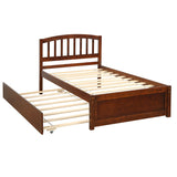 Twin Size Platform Bed Wood Bed Frame With Trundle