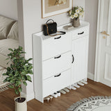 Shoe Cabinet With 4 Doors and 1 Drawer - White