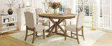 Dining Set with Extendable Table and 4 Upholstered Chairs - Natural Wood Wash