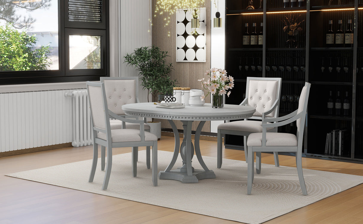 TREXM Retro 5-piece Dining Set with One Leaf (ANTIQUE GRAY OAK)