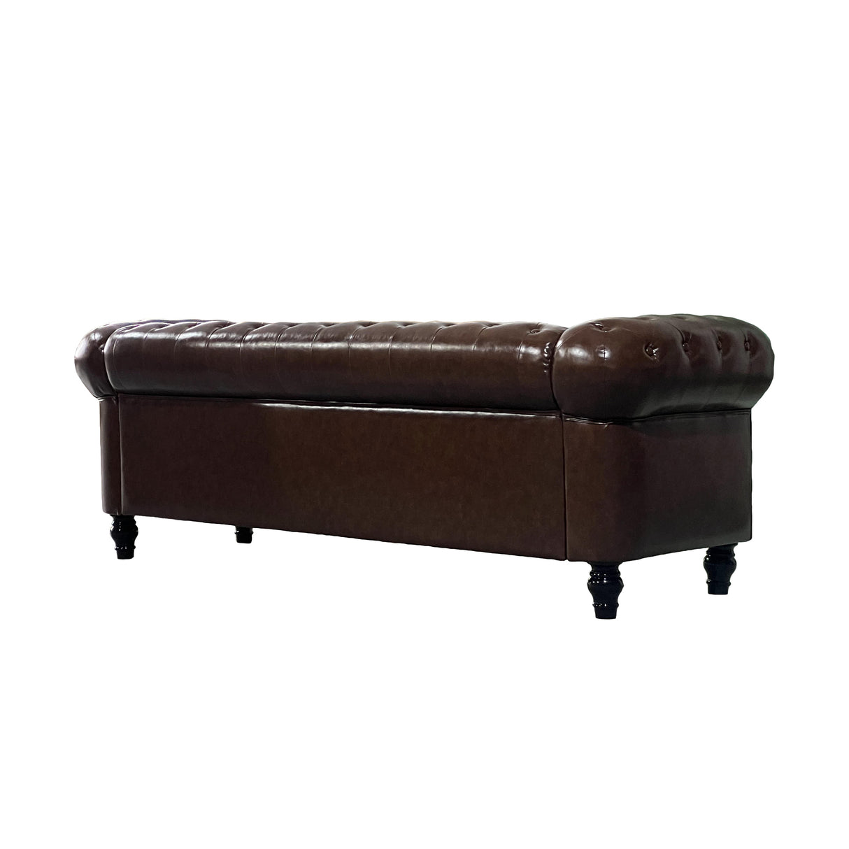 PU Upholstered Tufted Sofa - Brown