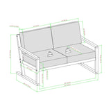 Contemporary Solid Wood Slat Back Patio Loveseat - Natural