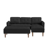 Right Facing Sofa Chaise with Ottoman - Black