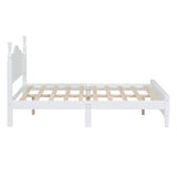 Full Size Wood Platform Bed with Slat Support, White