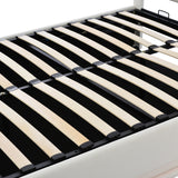 Full Size Tufted Upholstered Platform Bed with Hydraulic Storage System  with LED Lights and USB charger - White