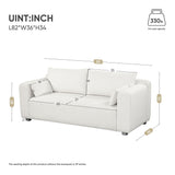 Modern Loop Yarn Sofa With 2 Pillows - White