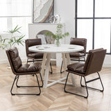 Innes 5-Piece Round Dining Set with 4 Stylish Chairs, Antique Brown/White