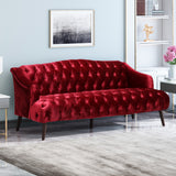 Sturdy Velvet Sofa - Red