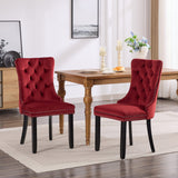 Classic Velvet Dining Chairs(Set of 2) - Burgundy