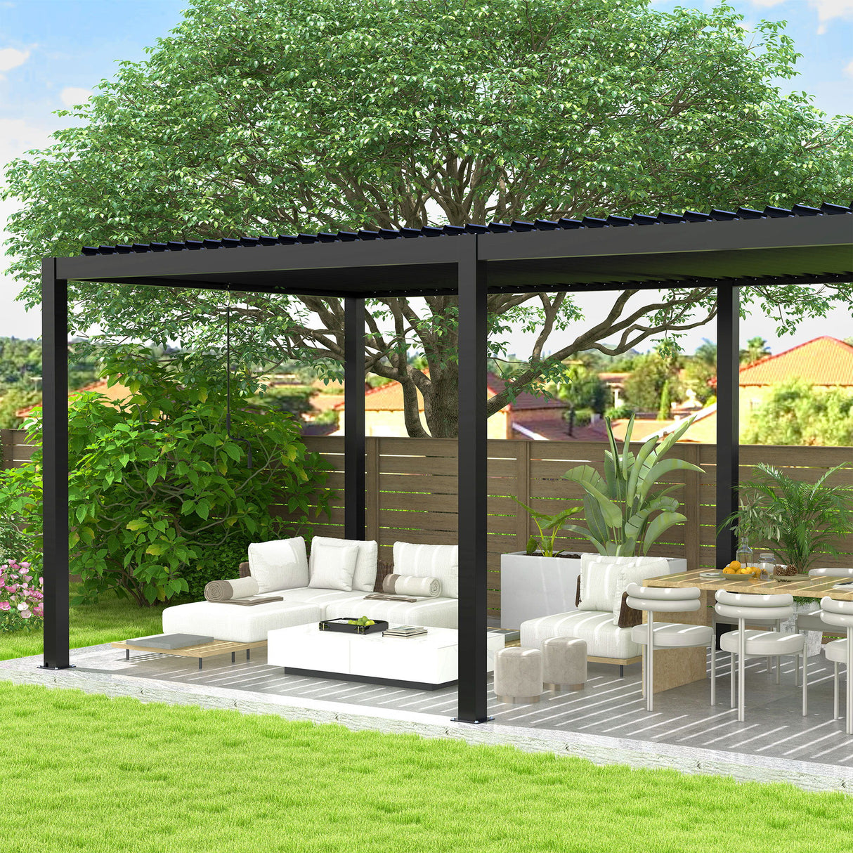 Louver Pergola Steel Louvers & Frame - Black