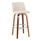 Toriano - Mid Century Modern Fixed Height, Barstool With Swivel With Round Footrest (Set of 2)