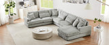 129" Oversized U-shaped Sofa Sectional in Soft Corduroy with a Chaise Lounge , Grey