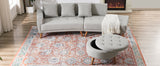 107" Contemporary Sofa with a Round Storage Ottoman and Three Removable Pillows - Grey