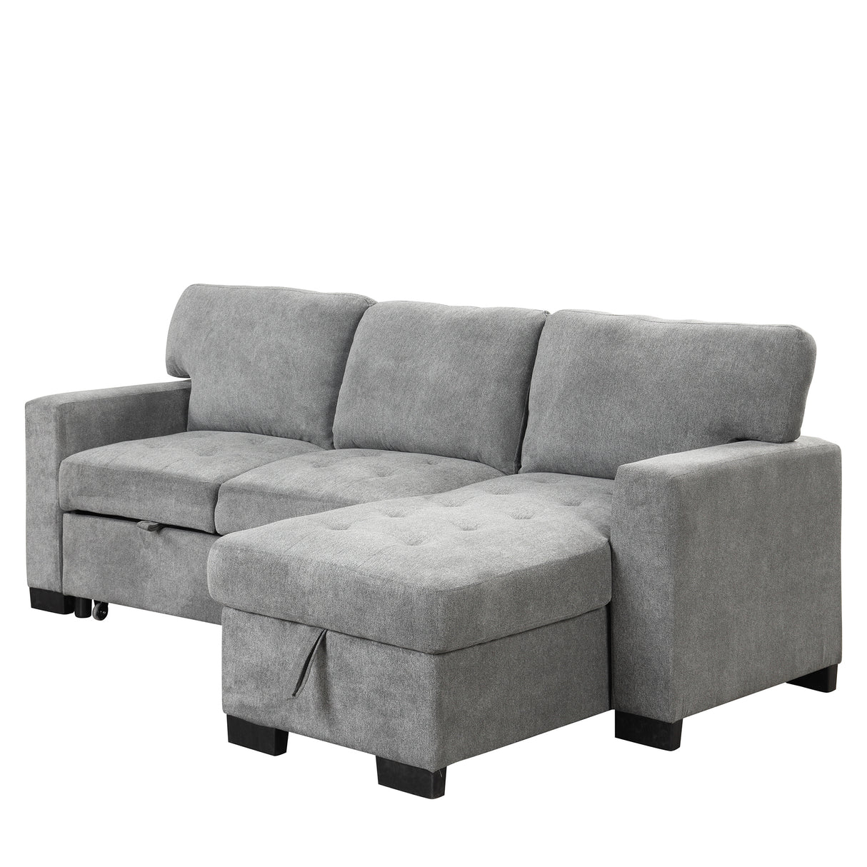 Sleeper Sofa Chaise with Storage  and USB Charger - Gray