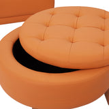 107" Contemporary Sofa with a Round Storage Ottoman and Three Removable Pillows - Orange