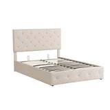 Full size Upholstered Platform bed with a Hydraulic Storage System - Beige