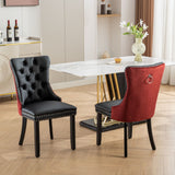 Nikki - Modern, High-End Tufted Solid Wood Contemporary PU And Velvet Upholstered Dining Chair With Wood Legs Nailhead Trim (Set of 2)