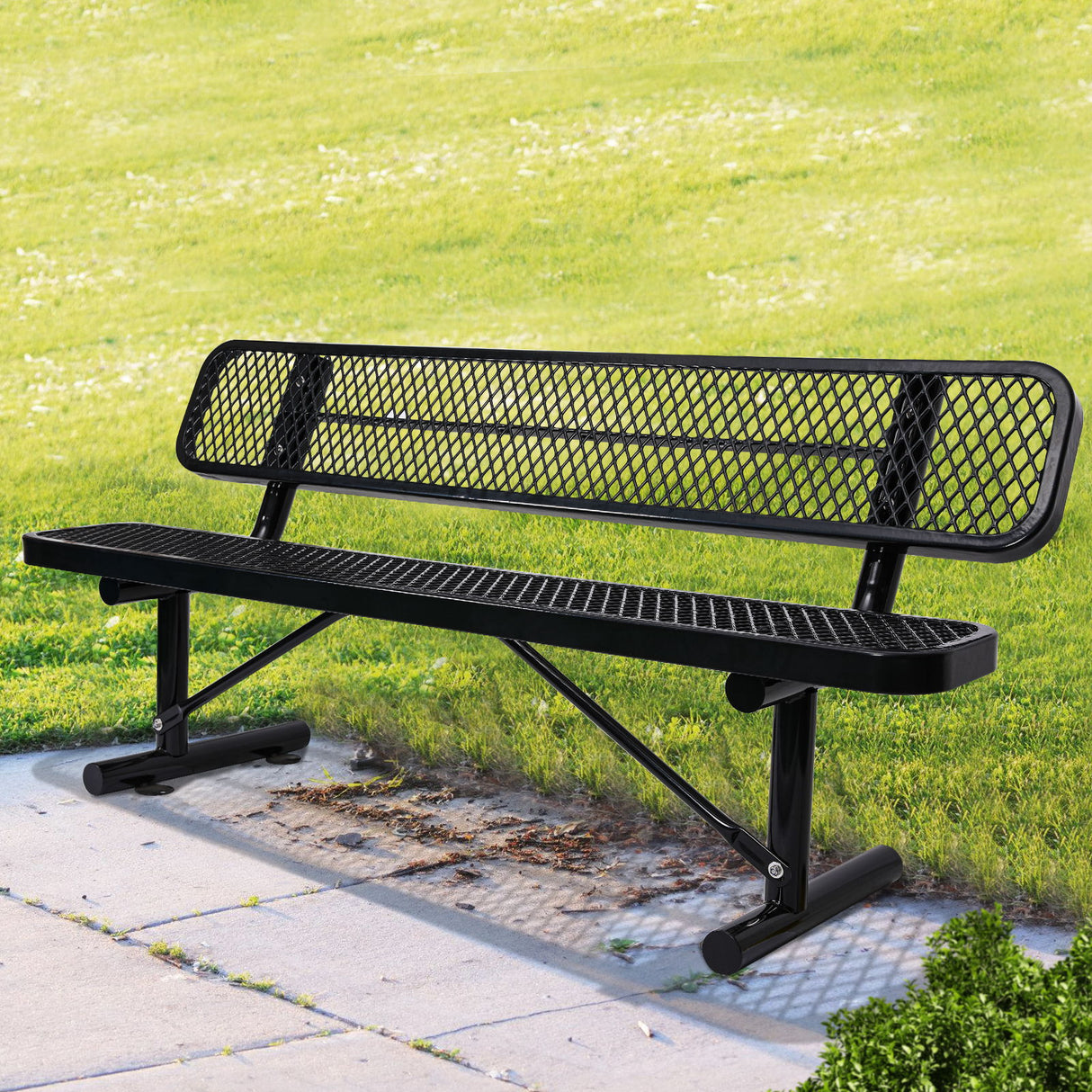 Outdoor Steel Bench With Backrest