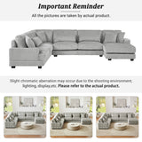 129" Oversized U-shaped Sofa Sectional in Soft Corduroy with a Chaise Lounge , Grey