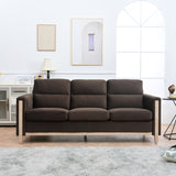 79.5" Comfortable Solid Wood Sofa with Soft Cushion" - Brown