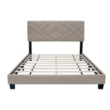 Queen Size Adjustable Upholstered Bed Frame Stain Resistant Cleans Up With A Light Wipe Simple Design Suitable For Any Room