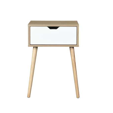 Night Stand With 1 Drawer - White and Light Brown