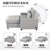 66.5" Upholstered Loveseat With Pull Out Bed, Two Throw Pillows, Dual USB Charging Port and Adjustable Backrest - Light Gray