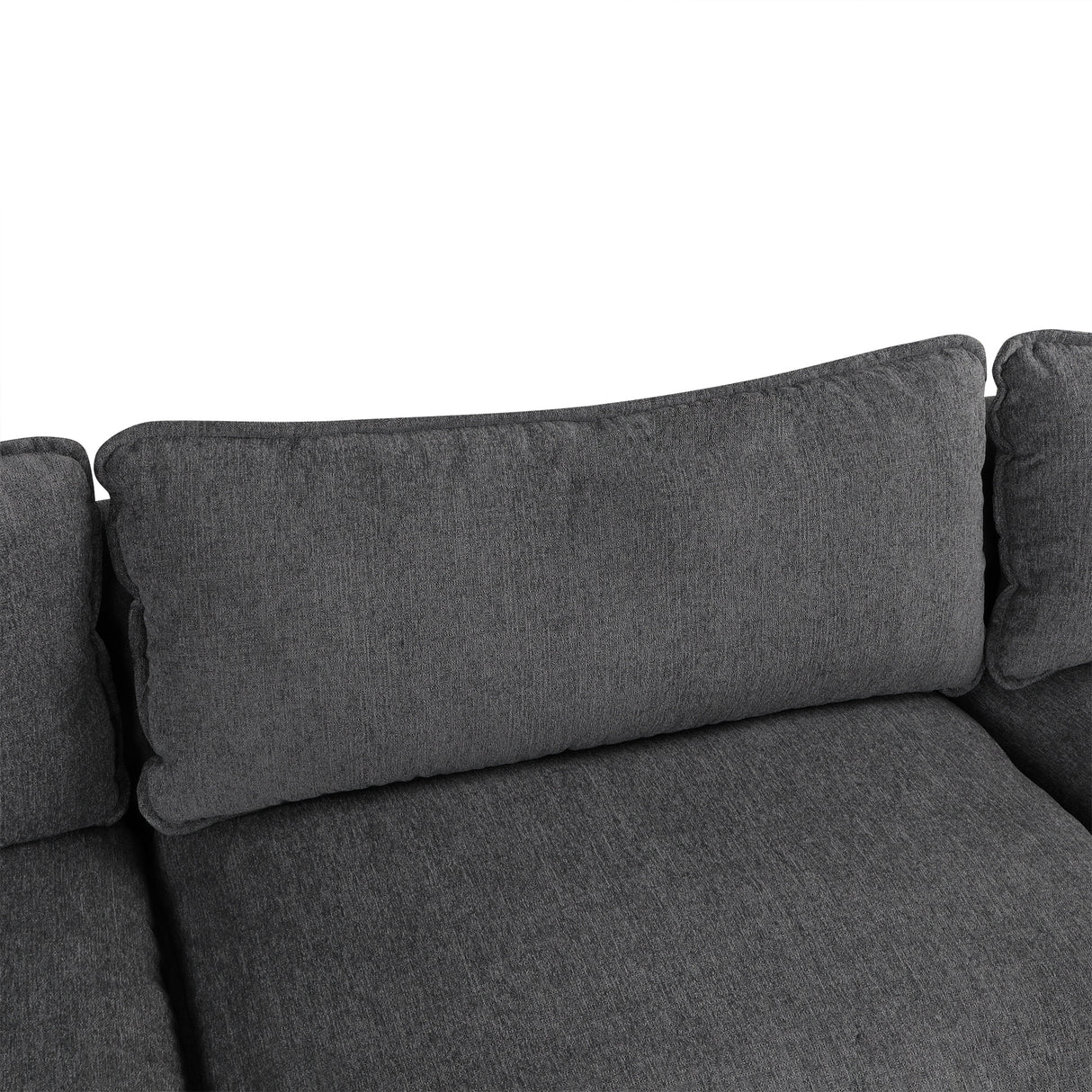 128" Chenille Cloud Sofa with Ottoman, Charging Ports and Three Back Pillows - Grey