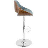 Fabrizzi - Mid Century Modern Adjustable Barstool With Swivel With Rounded T Footrest (Set of 3)