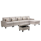 Nolan - Fabric 6 Piece Sectional Sofa With Pillows And Interchangeable Legs