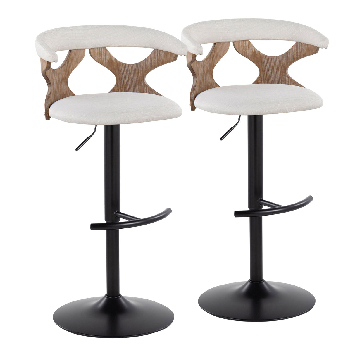 Gardenia - Contemporary Adjustable Barstool & Swivel With Rounded T Footrest (Set of 2)