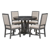 TREXM 5-Piece Dining Set With Extendable Table and 4 Upholstered Chairs (Black)