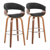 Vintage Mod - Mid Century Modern Fixed Height Barstool With Swivel With Round Footrest (Set of 2)