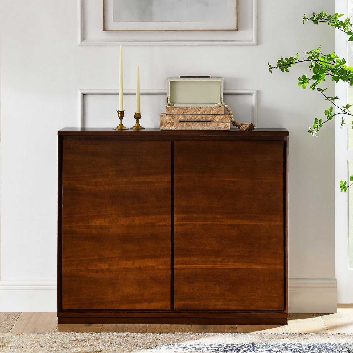 Accent Cabinet With 2 Outlets - Walnut