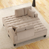 Tufted Upholstered Textured Fabric Chaise Lounge Set and 2 Toss Pillows Included - Warm Gray