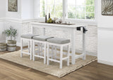 4pc Counter Height Dining Set With Drawer, Built-in USB Ports and Power Outlets