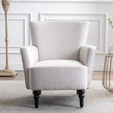 Armchair Modern Accent Sofa Chair With Linen Surface, Leisure Chair With Solid Wood Feet For Living Room Bedroom Studio