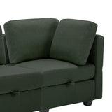 2 Pc Living room Set With Hidden Storage Under Seat and Adjustable Arms and Backs - Green