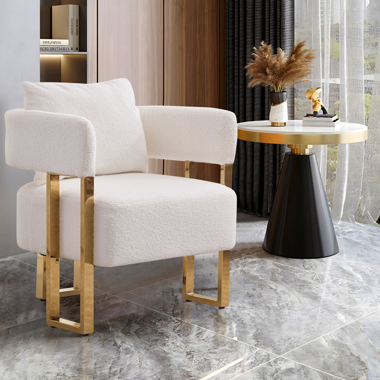 3 Pc Set with Accent Chairs and Side Table - White