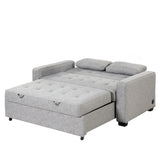 66.5" Upholstered Loveseat With Pull Out Bed, Two Throw Pillows, Dual USB Charging Port and Adjustable Backrest - Light Gray