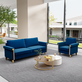 2 Piece Living room Set With Sofa and Chair, Velvet Blue