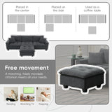 Modern Sectional Sofa with Pillow sand Ottoman - Dark Gray