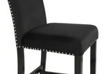 5pc Counter Height Dining Set Square with White Faux Marble and Velvet Upholstered Tufted Nail Head Chairs - Black