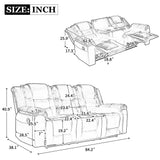 3 Seater Home Theater Recliner Manual Recliner Chair With Two Built-In Cup Holders For Living Room