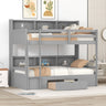 Twin Size Bunk Bed With Built-In Shelves Beside Both Upper And Down Bed And Storage Drawer