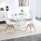 5 Pieces Dining Set, Table Cross Leg Mid-Century Dining Table For 4 - 6 People With Round Table Top, Pedestal Dining Table, End Table Leisure Coffee Table - White