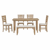 TREXM 6Pc  Dining Set (Natural Wood Wash)