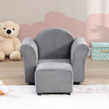 Kids Recliner Chair, Kids Upholstered Couch With Ottoman - Gray