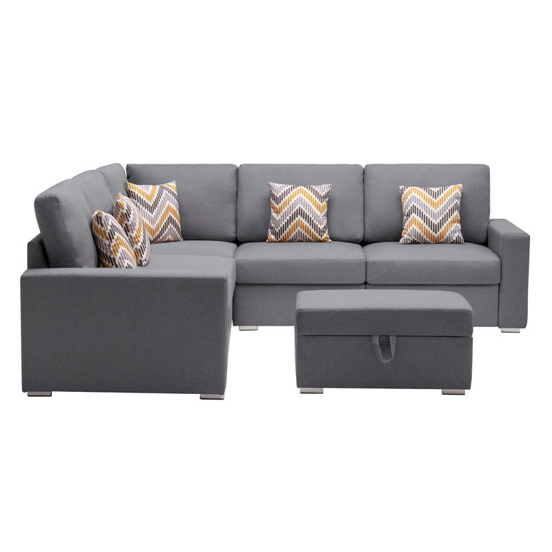 Nolan - Fabric 6 Piece Sectional Sofa With Pillows And Interchangeable Legs