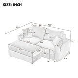 72.8" Modern Style Loveseat with Storage Space, Movable Ottoman, Two USB Ports, Two Cup Holders and Phone Holder - Beige